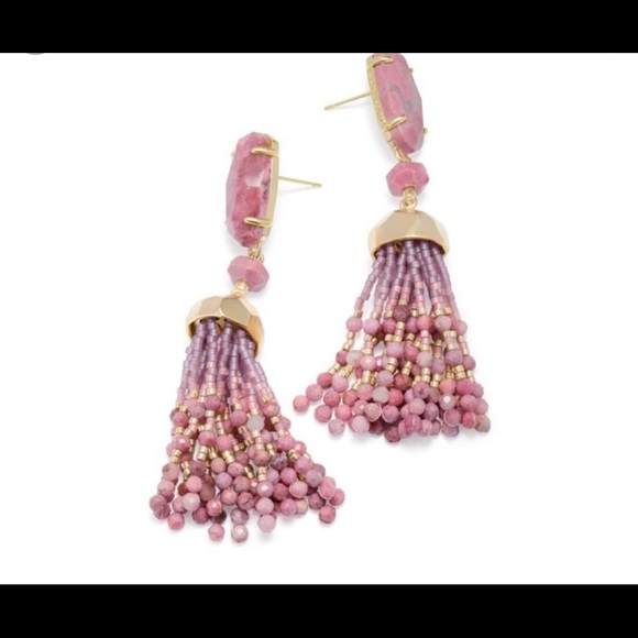 NWT Kendra Scott RARE & Retired Dove Earrings Pink Rhodonite Yellow Gold Amazing - Picture 6 of 11